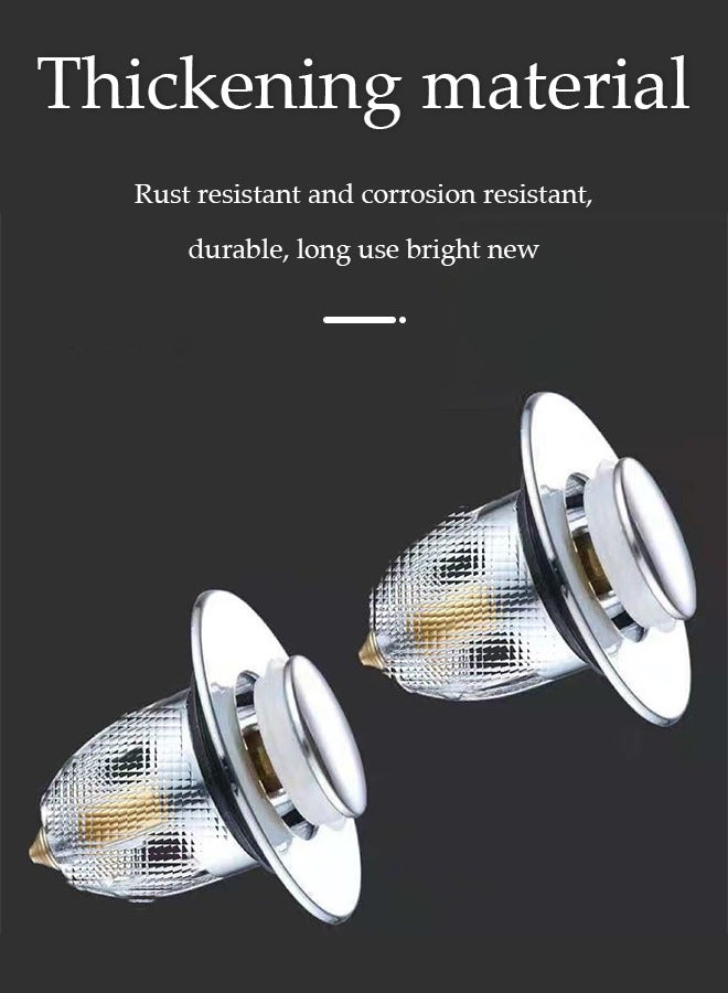 DUNISO سدادة حوض الحمام، سدادة حوض نحاسية قابلة للرفع، سدادة تصريف فلتر، مضادة للرائحة ومضادة للاحتباس، تستخدم في الحمام، المطبخ، حوض الغسيل (فضي) - Image 4