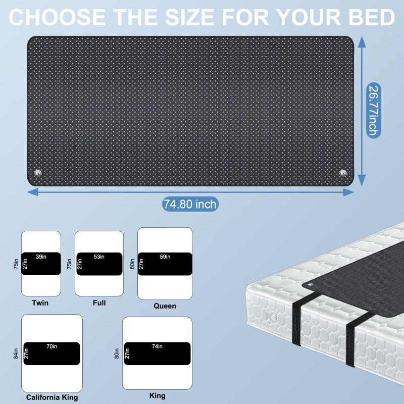 Silkena Grounding Mat for Bed, Grounding Pad for Sleeping, Reduced Anxiety, Pain, Inflammation, Headache Relief, Balance, Grounding Mattress Pad with 15 Feet Cord, King Size 74.80"x26.77" - Image 2