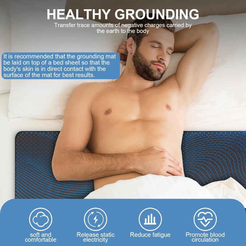 Silkena Grounding Mat for Bed, Grounding Pad for Sleeping, Reduced Anxiety, Pain, Inflammation, Headache Relief, Balance, Grounding Mattress Pad with 15 Feet Cord, King Size 74.80"x26.77" - Image 3
