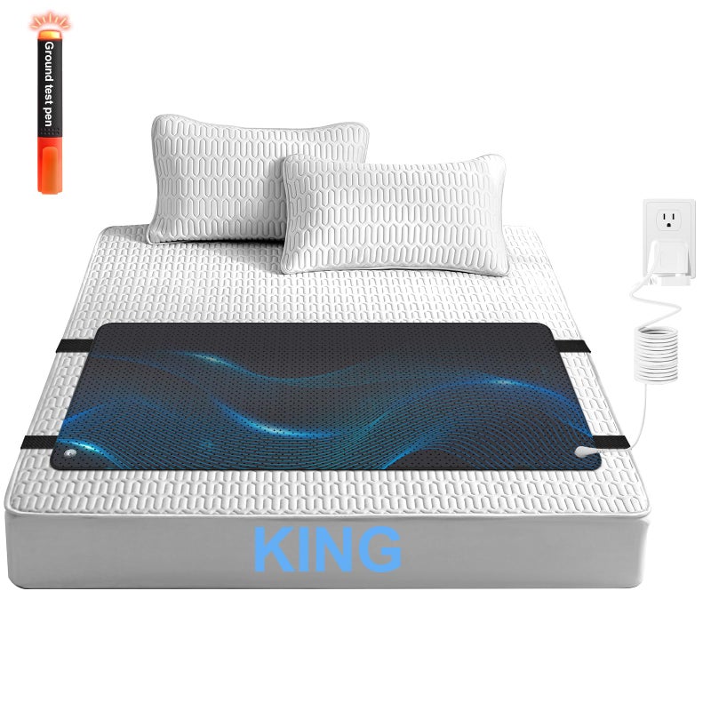 Silkena Grounding Mat for Bed, Grounding Pad for Sleeping, Reduced Anxiety, Pain, Inflammation, Headache Relief, Balance, Grounding Mattress Pad with 15 Feet Cord, King Size 74.80"x26.77" - Image 1