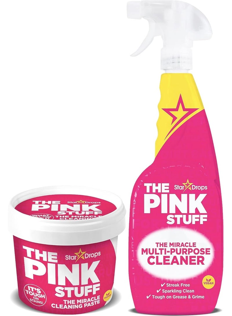 ذا بينك ستاف ستار دروبس - ذا بينك ستاف - معجون التنظيف المعجزة والرذاذ متعدد الأغراض، عبوة من قطعتين، 1 معجون تنظيف، 1 رذاذ متعدد الأغراض - Image 1