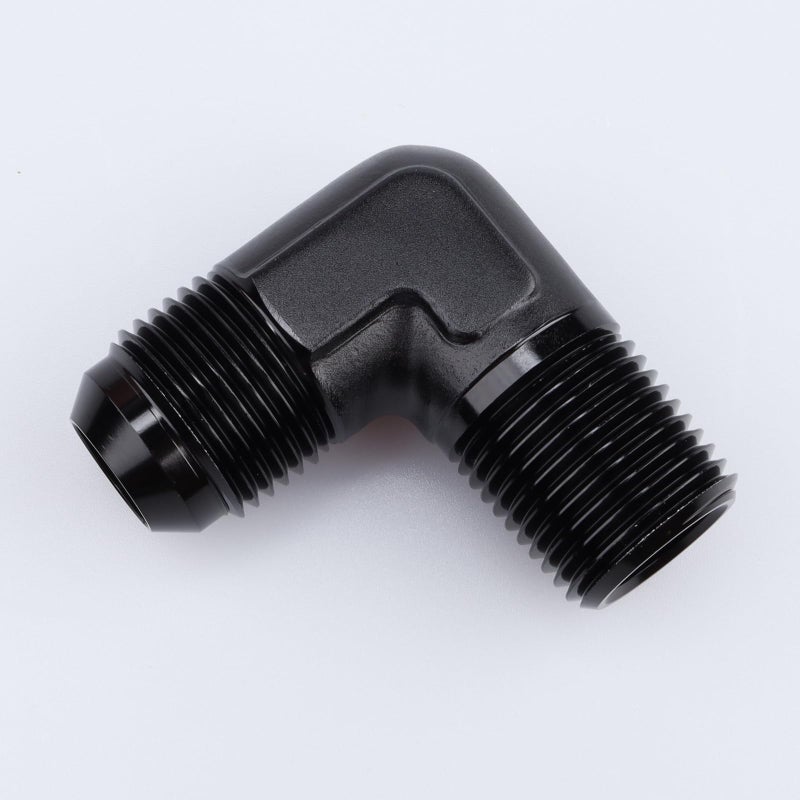 AC Performance Aluminum 90 Degree Elbow -10 an Male to 1/2" NPT Male Fitting Adaptor Connector, Black