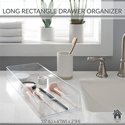 Simplify Long, Multi-Purpose, for Jewelry, Cosmetics, Desk Accessories and More Rectangular Drawer Organizer, Super Clear - Image 3