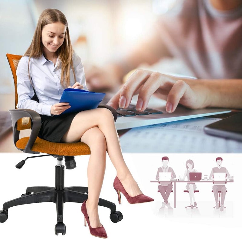 BestOffice Home Office Chair Ergonomic Desk Chair Mesh Comfortable Computer Chair with Lumbar Support Armrest Executive Rolling Swivel Adjustable Mid Back Task Chair,Orange - Image 3