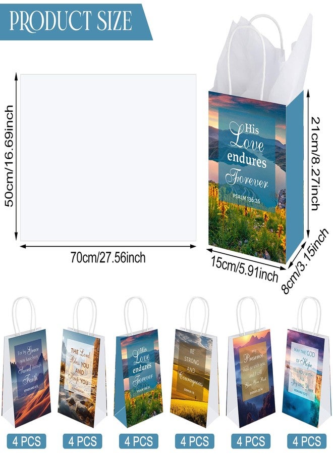 Engrowtic 24 Pcs Christian Gift Bags Bulk Paper Religious Gift Bags with Handle 5.9 x 3.2 x 8.3 Inches Small Baptism Gifts Bag with Scriptures for First Communion Women Christian Inspirational Party - Image 2