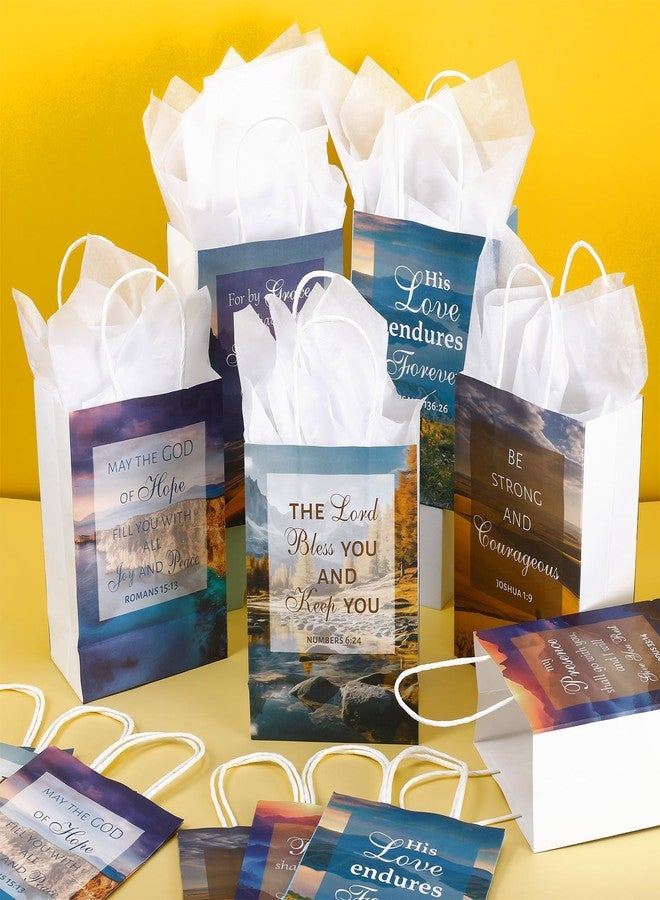 Engrowtic 24 Pcs Christian Gift Bags Bulk Paper Religious Gift Bags with Handle 5.9 x 3.2 x 8.3 Inches Small Baptism Gifts Bag with Scriptures for First Communion Women Christian Inspirational Party - Image 4