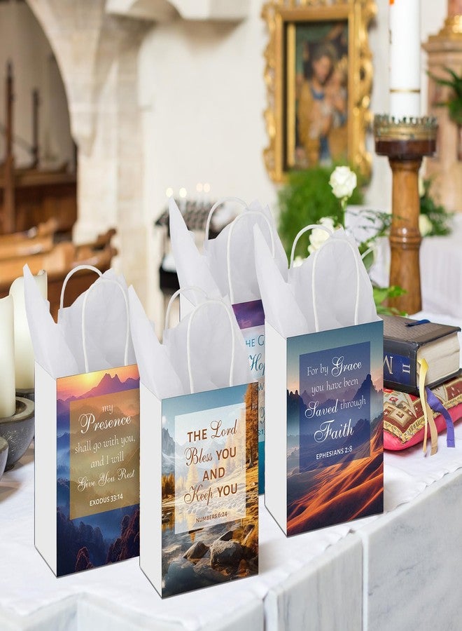 Engrowtic 24 Pcs Christian Gift Bags Bulk Paper Religious Gift Bags with Handle 5.9 x 3.2 x 8.3 Inches Small Baptism Gifts Bag with Scriptures for First Communion Women Christian Inspirational Party - Image 5