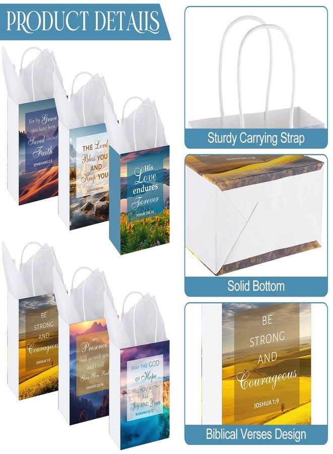 Engrowtic 24 Pcs Christian Gift Bags Bulk Paper Religious Gift Bags with Handle 5.9 x 3.2 x 8.3 Inches Small Baptism Gifts Bag with Scriptures for First Communion Women Christian Inspirational Party - Image 3