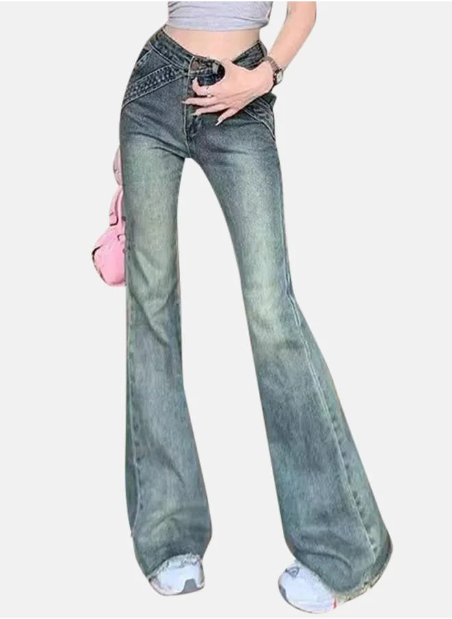 YUNIQEE Green Wide Lag High-Rise Light Fade Jeans