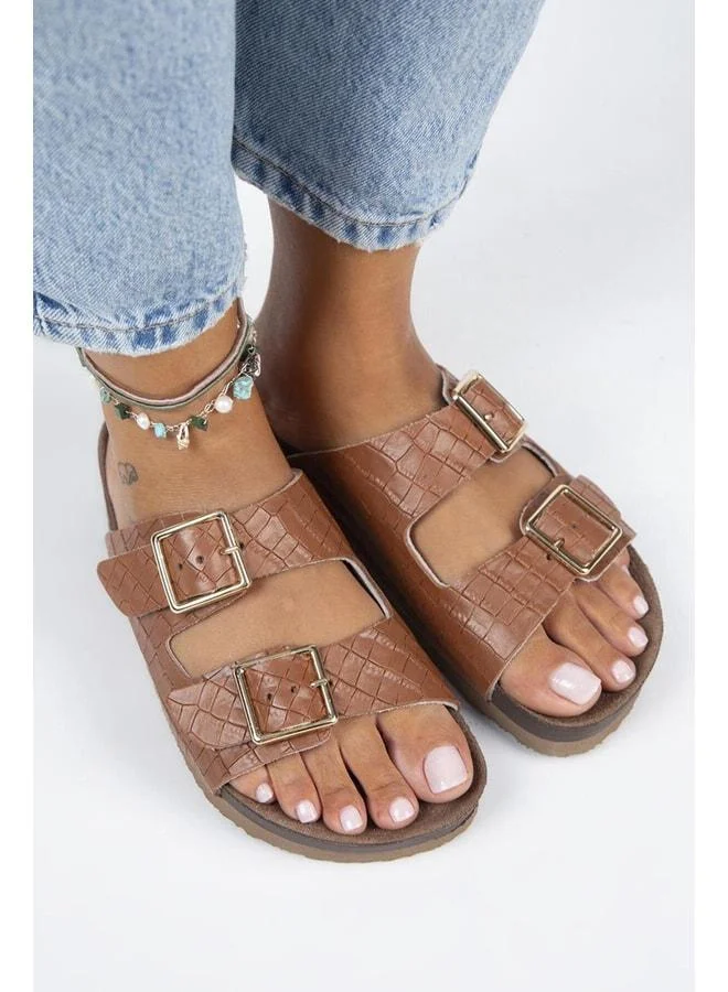 Manijero  Anjelic Croco Women's Genuine Leather Double-Strap Sole Slippers. for Women | Best Price UAE