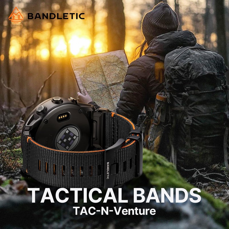 Bandletic حزام Bandletic متوافق مع Garmin Fenix 8 47mm 7 6 - حزام بديل من النايلون القوي مقاس 22mm سهل التركيب لفينيكس 7 6 برو/5 بلس/إنستينكت 2 3 E 45mm/فوررونر 970 965/أبروتش S70 S62/Epix برو - Image 2