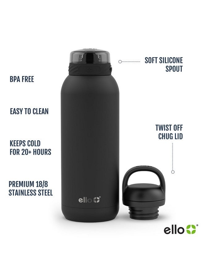 Ello Ello Cooper 40oz Stainless Steel Water Bottle with 2 Lids Chug and Straw | Leak Proof | Double Walled and Vacuum Insulated | Built in Carry Loop | Dishwasher Safe | Sage  - Image 4