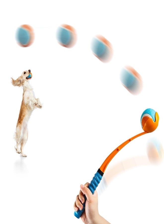 ALL FOR PAWS 19" Dog Ball Thrower, Tennis Ball Fetch Thrower for Dogs, Dog Ball Launcher Toy for Medium & Large Dog, Upgraded Soft and Comfortable Tennis Fetch Handle, 2.5 Inch Ball Included - Image 1