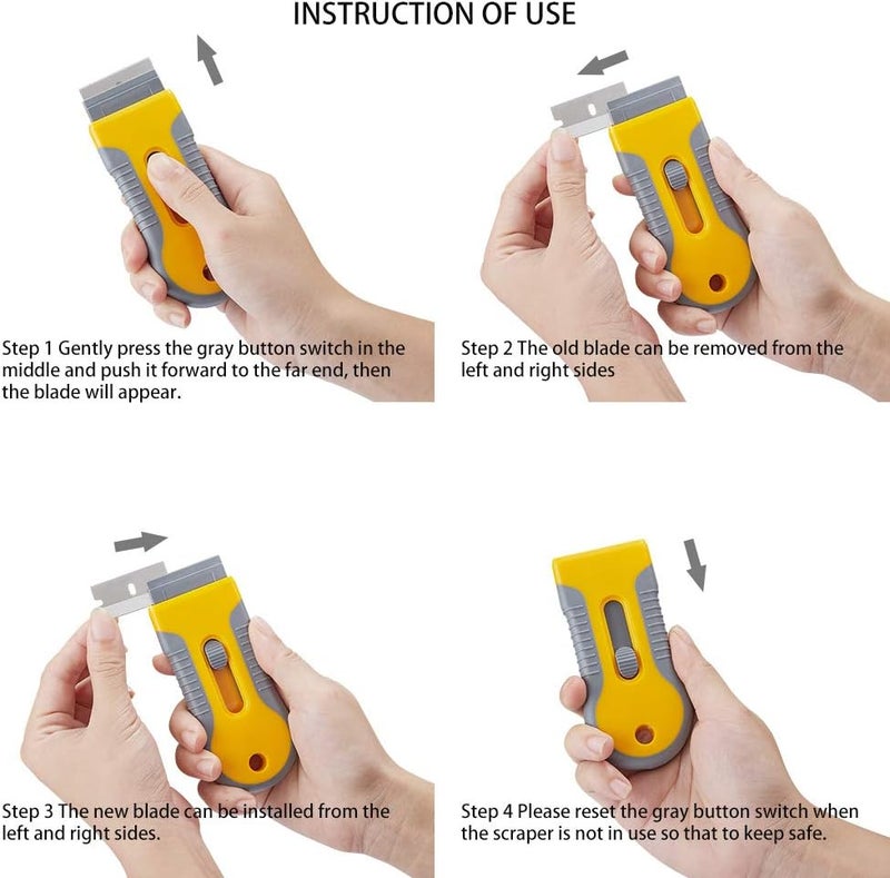 WEGAZ Razor Blade Scrape with 15pcs Extra Blades, Scraper Tool, Razor Blade Retractable, Paint Stripping Tool, Cleaning Tool for Removing Labels, Stickers, Decals, Paint from Glass and Stovetop- - Image 4