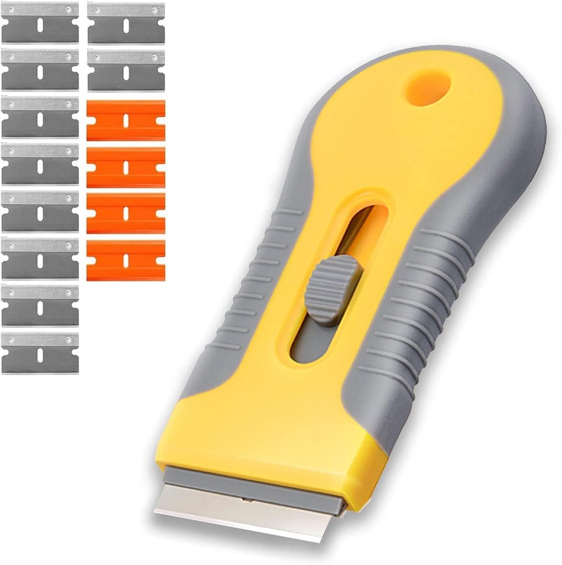 WEGAZ Razor Blade Scrape with 15pcs Extra Blades, Scraper Tool, Razor Blade Retractable, Paint Stripping Tool, Cleaning Tool for Removing Labels, Stickers, Decals, Paint from Glass and Stovetop- - Image 1