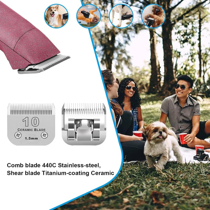 DODAER 10# Dog Grooming Ceramic Blades,Compatible with Andis,Oster A5,Wahl KM10 | Size 10# Detachable Ceramic Blade 1/16-Inch 1.5MM Cut Length,3 Pack - Image 3