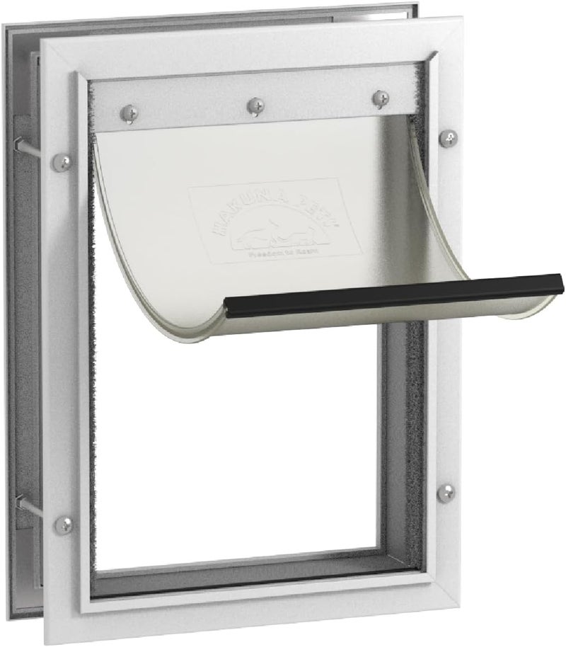 Hakuna Deluxe Aluminum Pet, Cat and Dog Door with 2-Way Locking Panel for Screens, Doors and Walls up to 2.8" Thick, Medium, White - Image 1