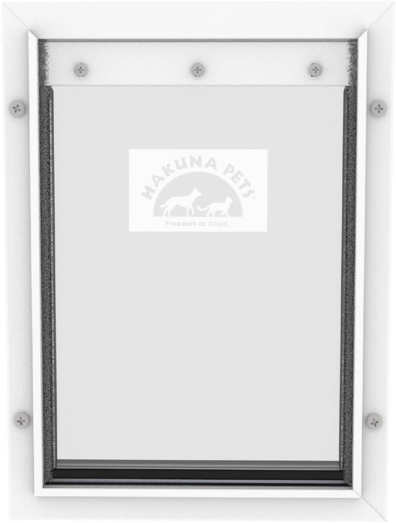 Hakuna Deluxe Aluminum Pet, Cat and Dog Door with 2-Way Locking Panel for Screens, Doors and Walls up to 2.8" Thick, Medium, White - Image 2