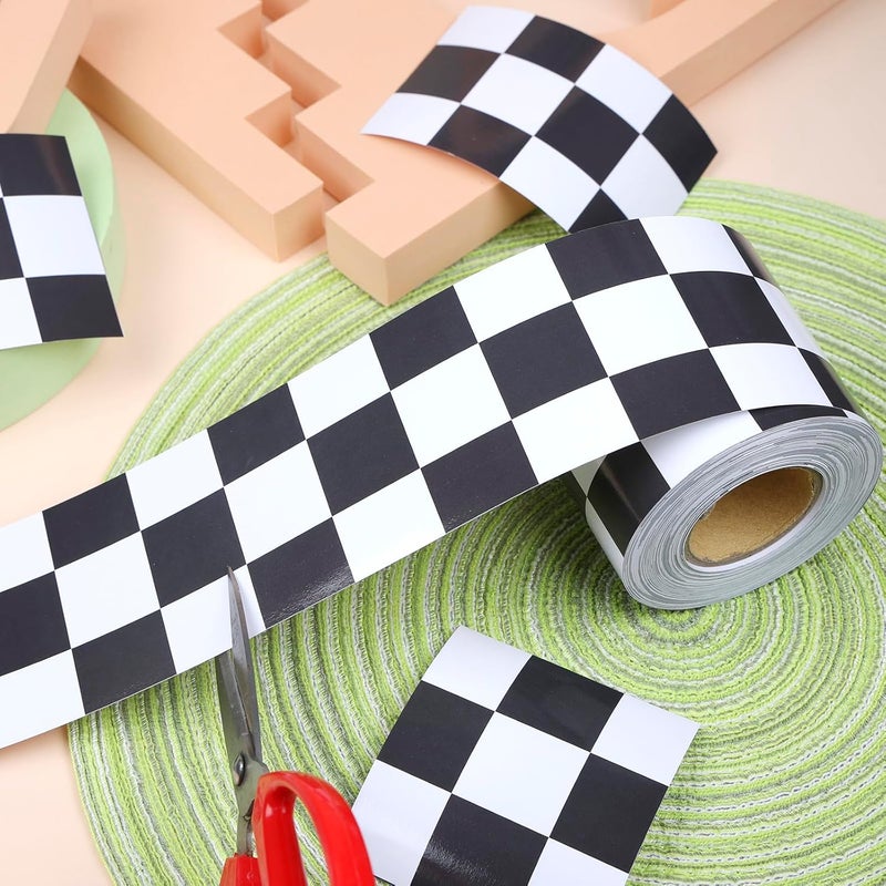 Gralune 65 Feet Bulletin Board Borders, Checkered Flag Decorative Bulletin Border, Road Race Rolled Blackboard Straight Trim Borders Back to School Decoration for Classroom and Home - Image 4