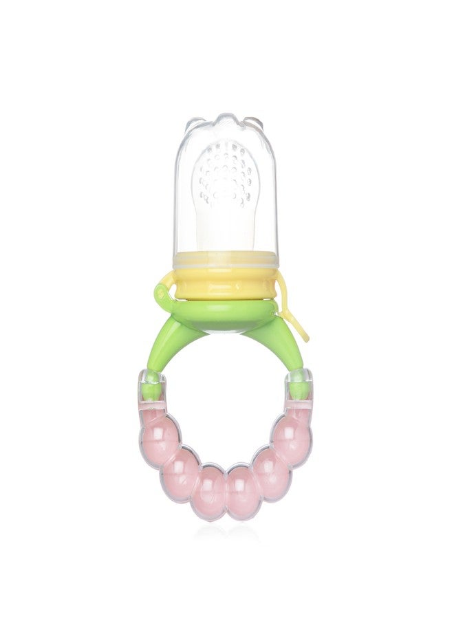 Bubbles Silicone Food/Fruit Nibbler with Extra Mesh, Soft Pacifier/Feeder, Teether for Baby, Infant (Green & Pink) - Image 3