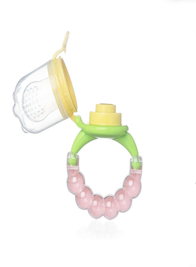 Bubbles Silicone Food/Fruit Nibbler with Extra Mesh, Soft Pacifier/Feeder, Teether for Baby, Infant (Green & Pink) - Image 5