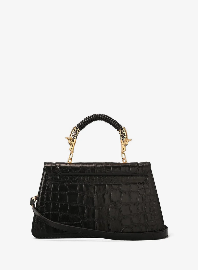 Carmen Steffens  Black Croco Leather Top Handle Bag for Women | Best Price UAE