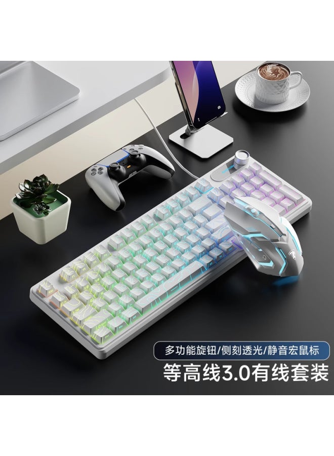 Forerunner V102 Wireless Keyboard And Mouse Set Bluetooth Wired Three-mode With Screen Mechanical Feel Mute