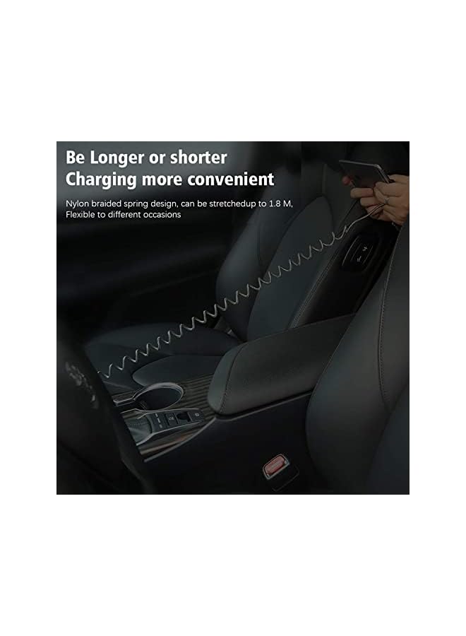 KASTWAVE Usb C Cable 90 Degree Coiled Usb A To C Charging Cable Scalable Ring Charging Cable 40 180 Cm 60W 5A Fast Charging High Eed Data Transfer Cable For Any C Port Device - Image 2