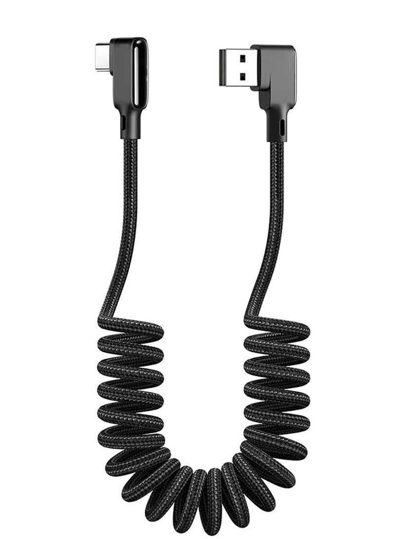 KASTWAVE Usb C Cable 90 Degree Coiled Usb A To C Charging Cable Scalable Ring Charging Cable 40 180 Cm 60W 5A Fast Charging High Eed Data Transfer Cable For Any C Port Device - Image 1