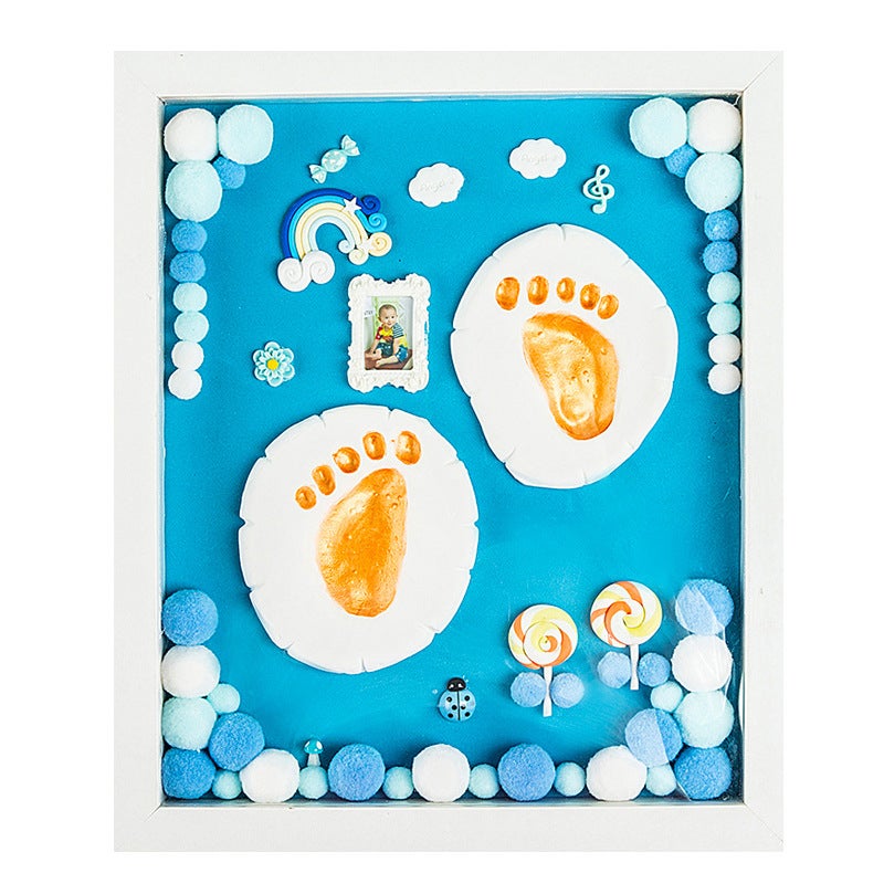 Baby Hand Foot Inkpad Childrens Newborn One Hundred Days Souvenir Photo Frame Inkpad 0-3 Years Old Baby Memorials Craft Prince Lan 