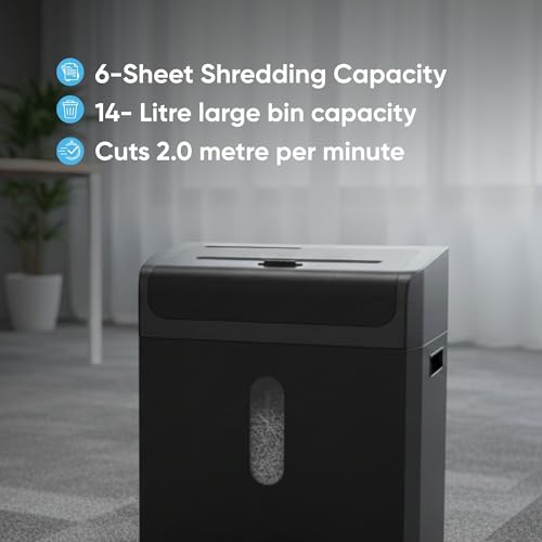 Kores Easy Cut 822N Paper Shredder | 6-Sheet Cross Cut (P4) | Shreds Paper, Credit Cards, CDs & Paper Clips | Auto Start/Stop | 14L Bin | Home & Office - Image 2