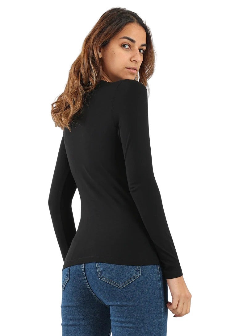 كارما بدي كلاسيكية من القطن والفيسكوز بأكمام طويلة ورقبة دائرية للنساء - Image 3