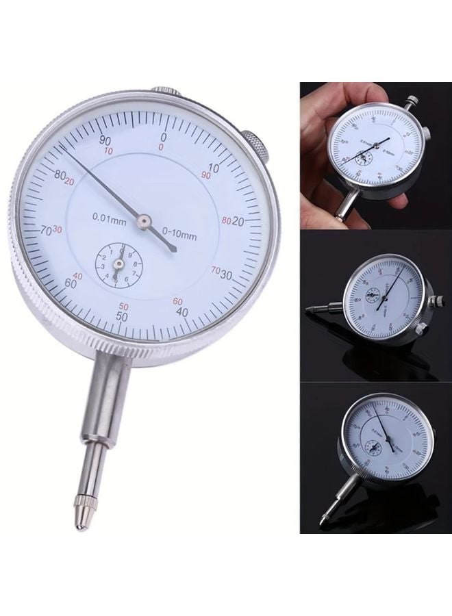 Silvery Dial Indicator 0 10mm Range 0 01mm Precision Mechanical Measuring Tool Professional - Image 4