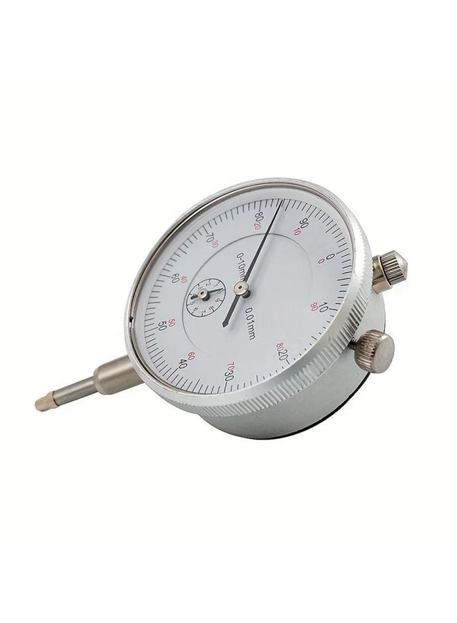 Silvery Dial Indicator 0 10mm Range 0 01mm Precision Mechanical Measuring Tool Professional - Image 1