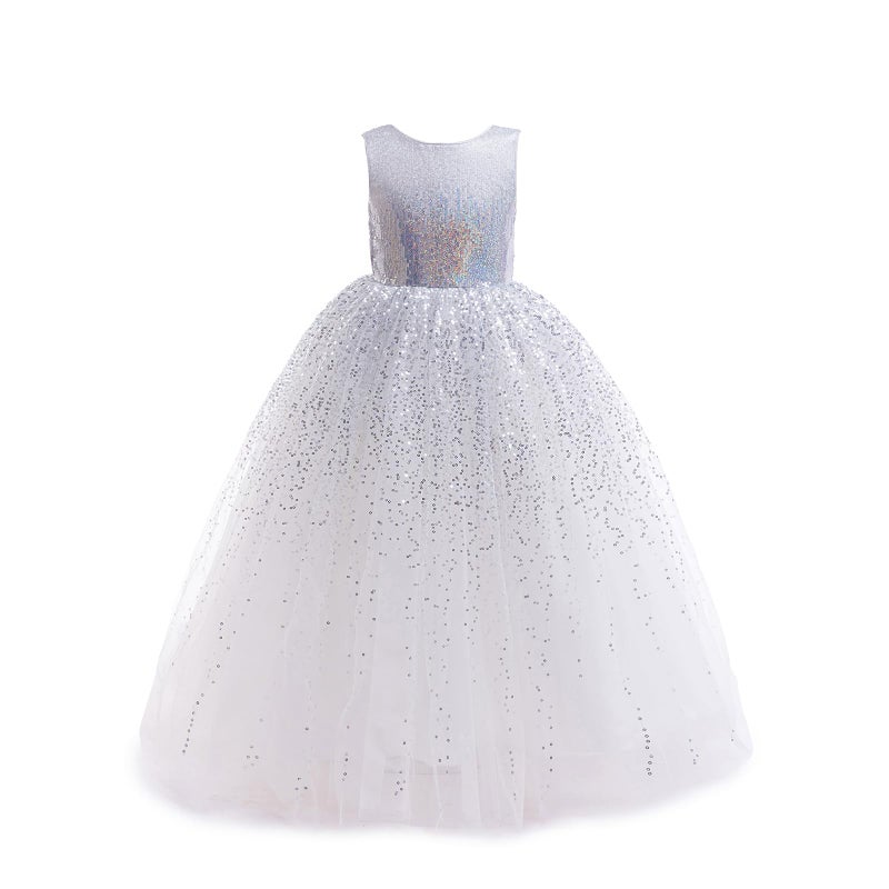 DPKM Flower Girls Sequin Dress Bridesmaid Sparkle Formal Wedding Party Birthday Kids Pageant Princess Prom Ball Gown - Image 1