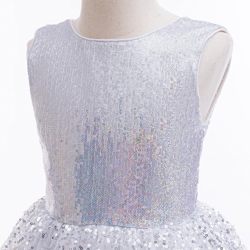 DPKM Flower Girls Sequin Dress Bridesmaid Sparkle Formal Wedding Party Birthday Kids Pageant Princess Prom Ball Gown - Image 2