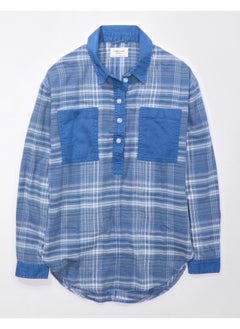 American Eagle AE Oversized Plaid Pullover Shirt  - Image 4