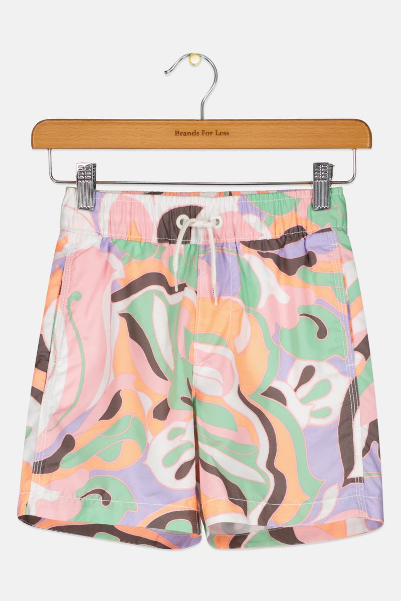 GAP Kids Boy Allover Print Drawsting Basic Shorts, Multicolor - Image 1