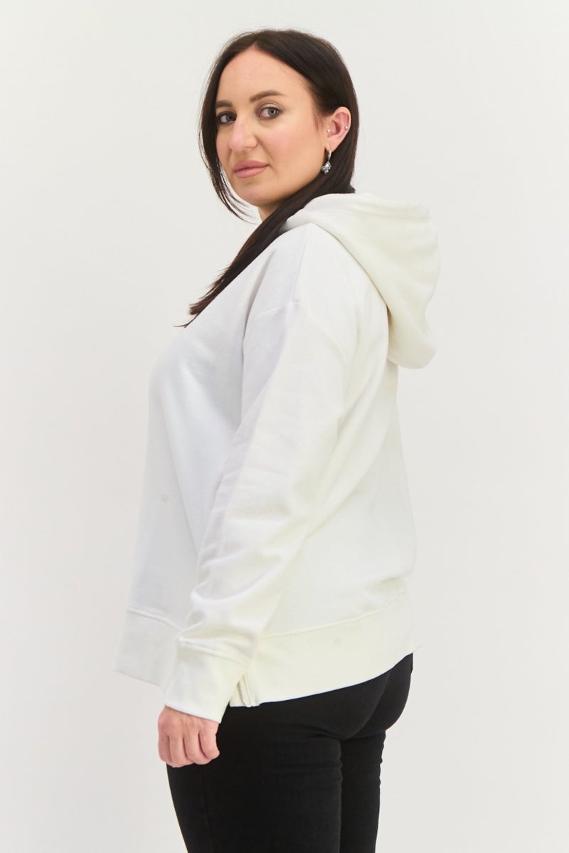 ESPRIT Women Hooded Long Sleeve Plain Hoodies, White - Image 4
