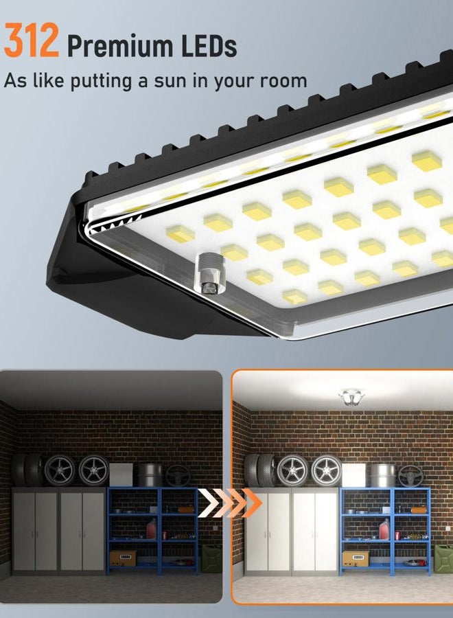 Adiding LED Garage Ceiling Light - 2 Packs Adjustable 20000Lm Bright LED Basement Light 6 Deformable Panels 6500K Shop Lights Screw in E26 E27 Bulb Socket Compatible for Workshop Storage Room Basement - Image 2