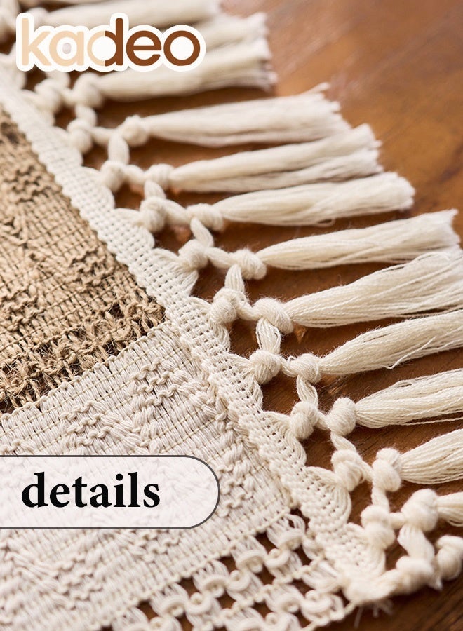 kadeo Boho Table Runner with Tassels, Hand Woven Cotton Polyester Table Decoration, Kitchen Decor for Coffee Table Runner for Dresser Scarf Home Decor 30*220CM - Image 5