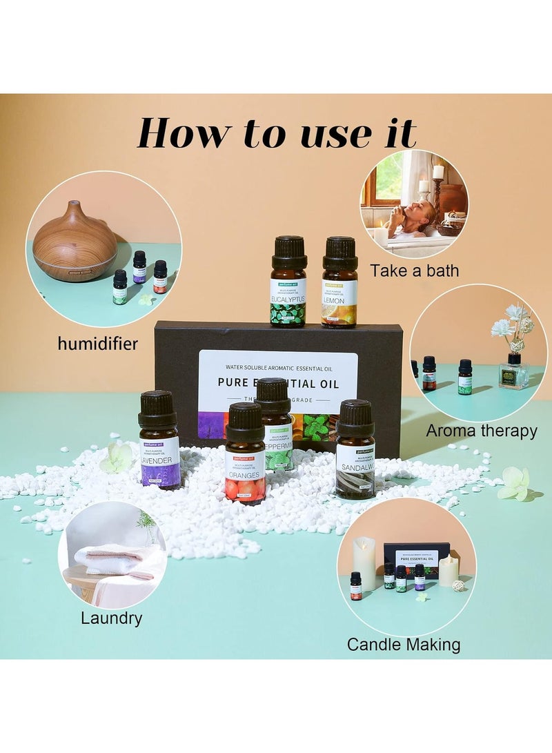 Essential Oils Set,Premium Pure and Natural Oil,for Oil Diffusers,6 pcs x 10 mL - Sandalwood，Sweet Orange，Lavender，Eucalyptus，Lemon，Mint - Image 4