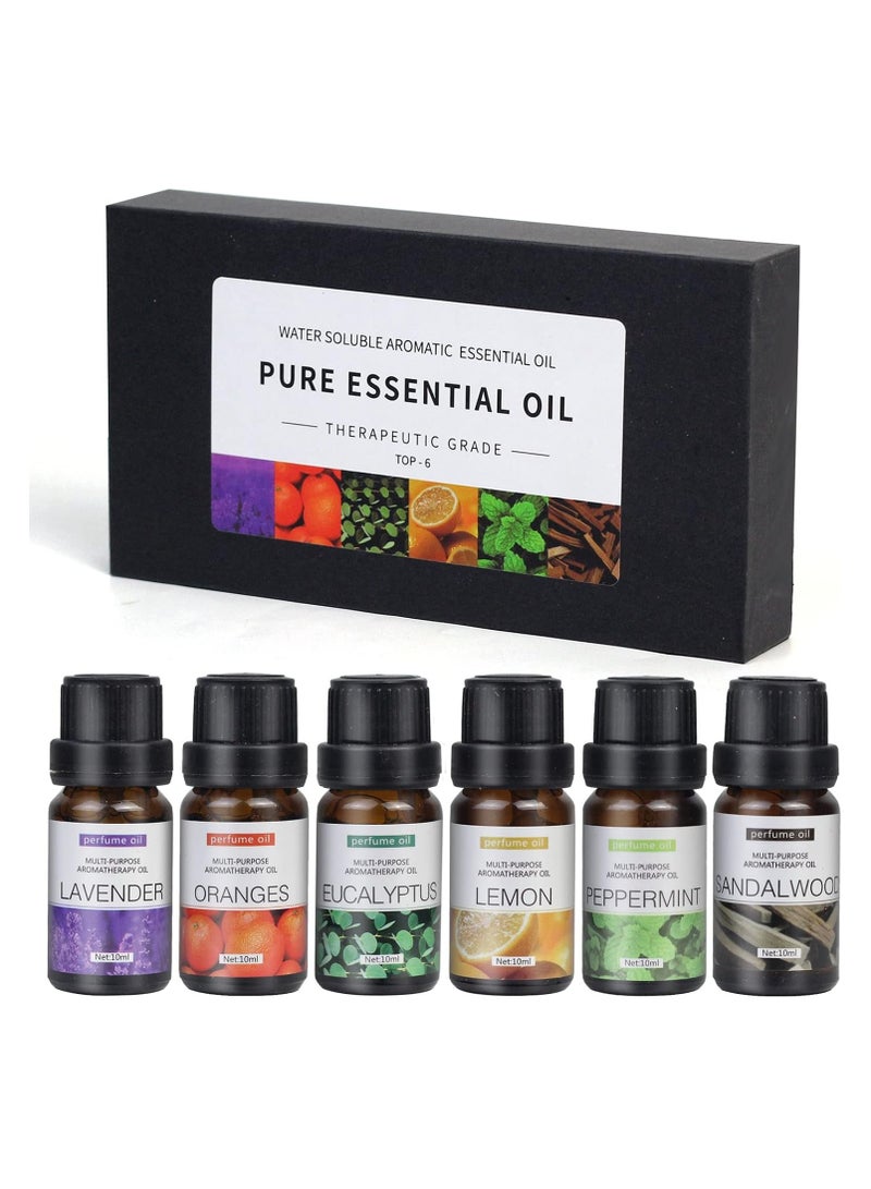 Essential Oils Set,Premium Pure and Natural Oil,for Oil Diffusers,6 pcs x 10 mL - Sandalwood，Sweet Orange，Lavender，Eucalyptus，Lemon，Mint - Image 1