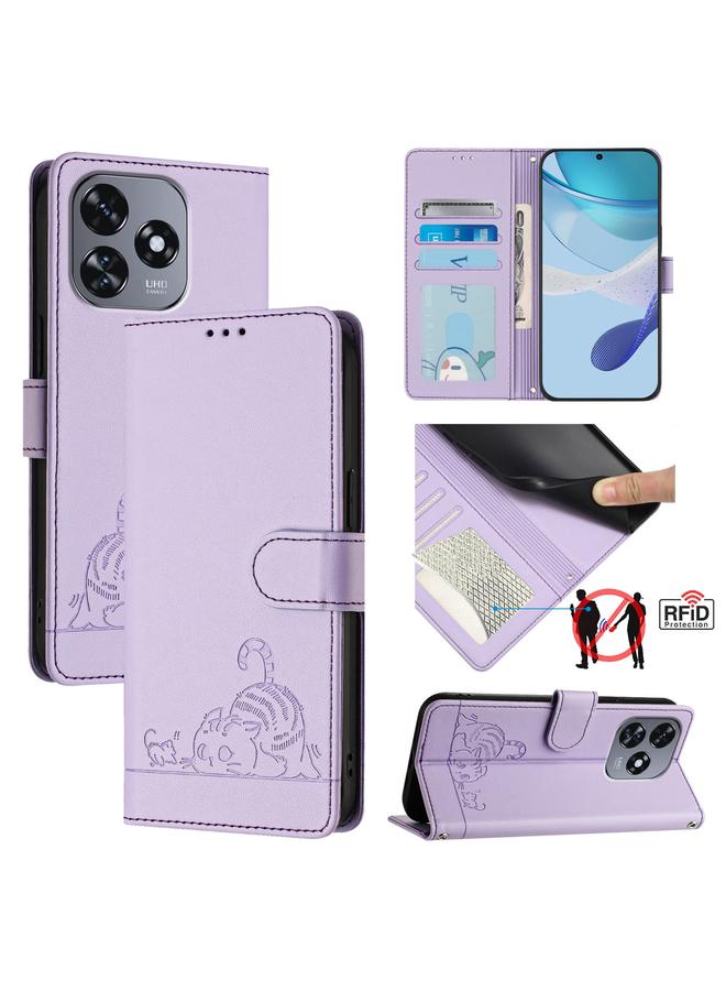 إيروريكس جراب هاتف Oukitel C51 من الجلد المنقوش بنمط Cat Rat RFID مع حبل تعليق - Image 1