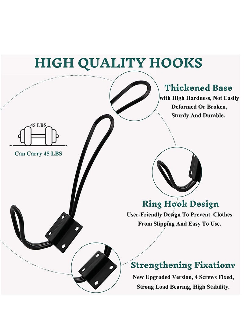 Zikra Rustic Entryway Hooks-6 Pack Farmhouse Hooks with Metal Screws Included, Black Decorative Wall Mounted Rustic Coat Hooks Rack, Double Vintage Organizer Hanging Wire Hook Clothes Hanger - Image 3