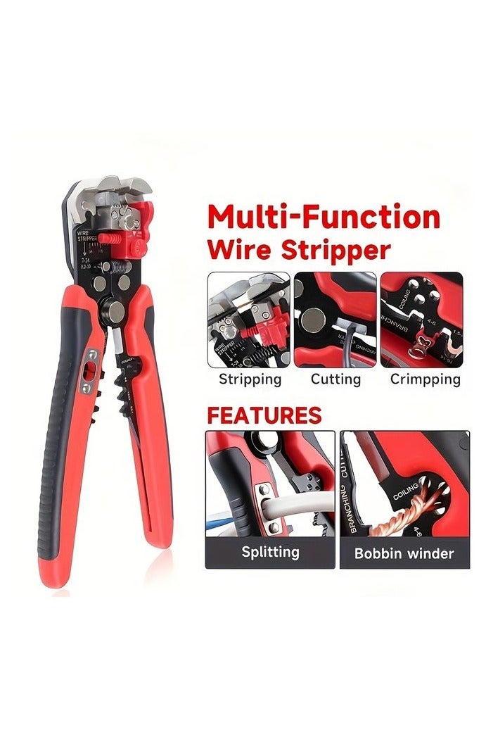 HOMESTAR 1-Pack Electrician Special Automatic Wire Stripper, Multi-Function Wire Stripping Range 24-10AWG/0.2-6㎜² Wire Stripper Cable Pliers, Electrician Cutting Wire/Winding Wire Cutting Wire Crimping for Electrician Repair Line, Home Improvement Construction Cable Stripper Cable Cutter Stripping Tool - Image 2