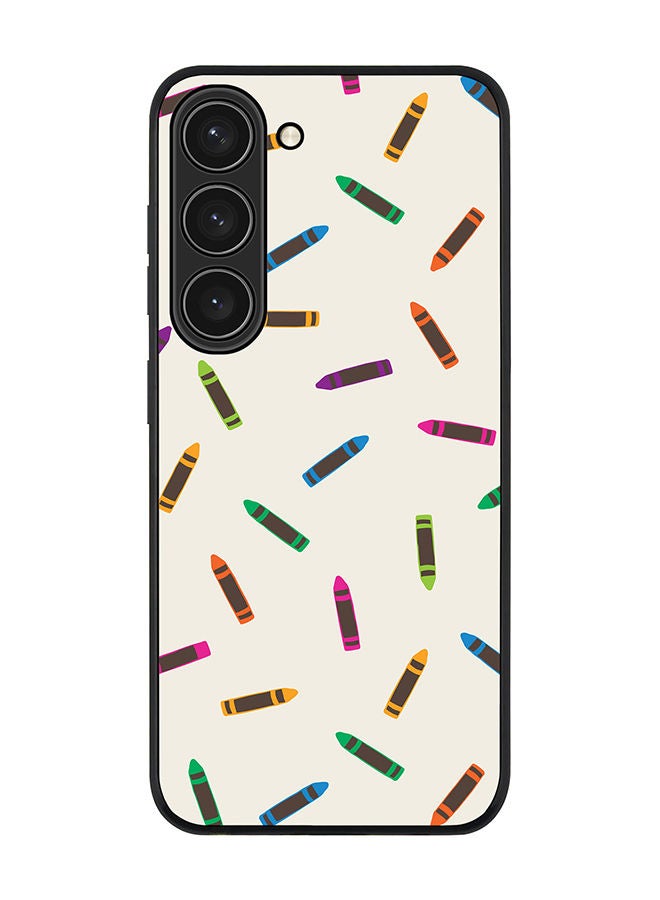 Stylizedd Rugged Black edge case for Samsung Galaxy S23 5G Slim fit Soft Case Flexible Rubber Edges Anti Drop TPU Gel Thin Cover - Crayon Pary  - Image 1