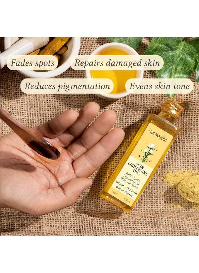 Auravedic - Saffron Face Oil With Ashwagandha Turmeric Moisturizer For Face Serum For Glowing Skin, Pigmentation, De Tan 100Ml - Image 1
