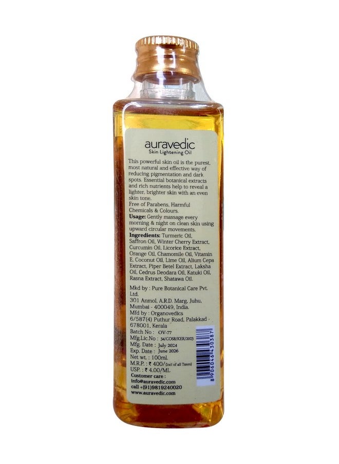 Auravedic - Saffron Face Oil With Ashwagandha Turmeric Moisturizer For Face Serum For Glowing Skin, Pigmentation, De Tan 100Ml - Image 1