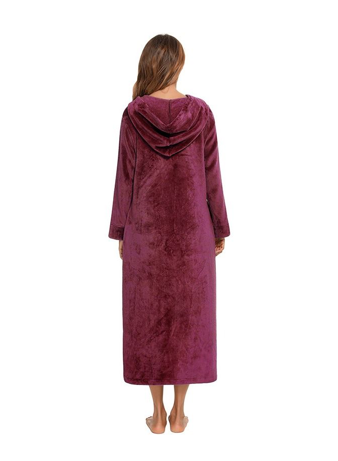Loquat Fashion Women's Autumn And Winter New Long-sleeved Zipper Home Clothes Hooded Pajamas Bath Robe - Image 3